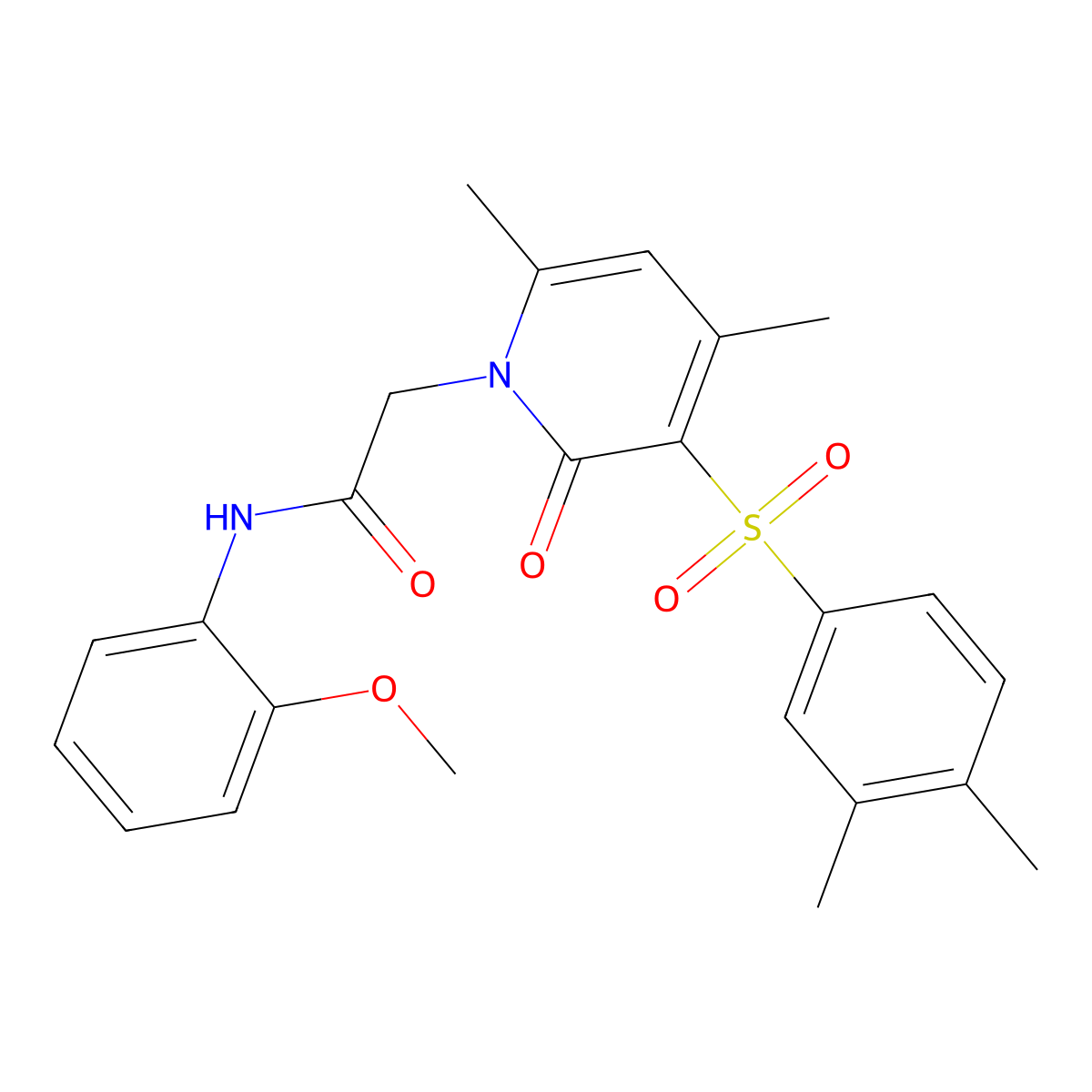 2-(3-((3,4-dimethylphenyl)sulfonyl)-4,6-dimethyl-2-oxopyridin-1(2H)-yl)-N-(2-methoxyphenyl)acetamide molecular structure, CAS 1189932-90-8