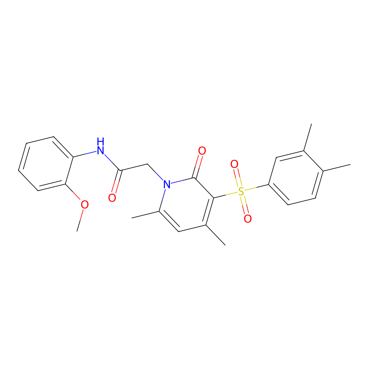 2-(3-((3,4-dimethylphenyl)sulfonyl)-4,6-dimethyl-2-oxopyridin-1(2H)-yl)-N-(2-methoxyphenyl)acetamide molecular structure, CAS 1189932-90-8