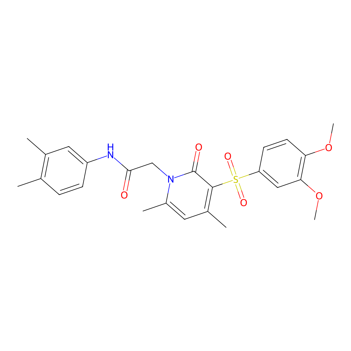 2-(3-((3,4-dimethoxyphenyl)sulfonyl)-4,6-dimethyl-2-oxopyridin-1(2H)-yl)-N-(3,4-dimethylphenyl)acetamide molecular structure, CAS 1189934-30-2