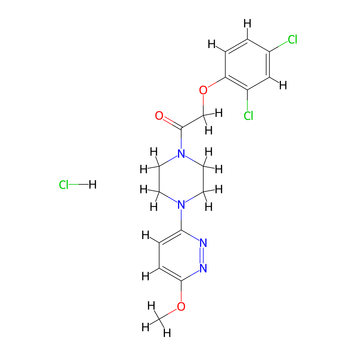 2-(2,4-Dichlorophenoxy)-1-(4-(6-methoxypyridazin-3-yl)piperazin-1-yl)ethanone hydrochloride molecular structure, CAS 1189934-47-1