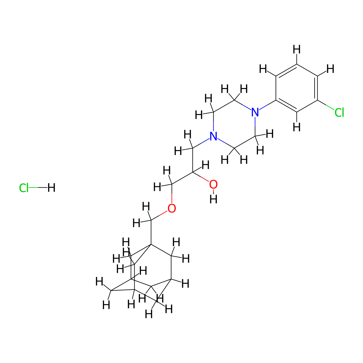 1-[(Adamantan-1-yl)methoxy]-3-[4-(3-chlorophenyl)piperazin-1-yl]propan-2-ol hydrochloride molecular structure, CAS 1189934-63-1
