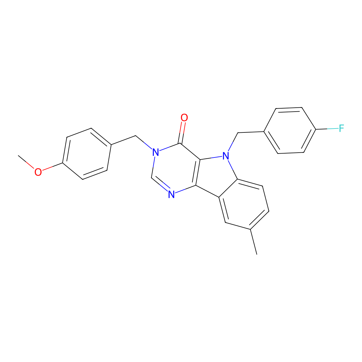 5-(4-fluorobenzyl)-3-(4-methoxybenzyl)-8-methyl-3,5-dihydro-4H-pyrimido[5,4-b]indol-4-one molecular structure, CAS 1189934-65-3