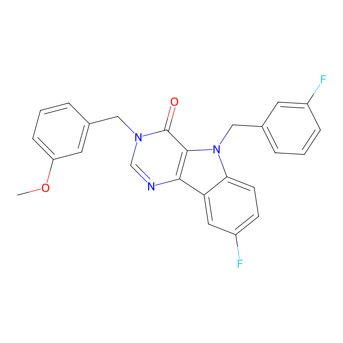 8-fluoro-5-(3-fluorobenzyl)-3-(3-methoxybenzyl)-3H-pyrimido[5,4-b]indol-4(5H)-one molecular structure, CAS 1189935-18-9