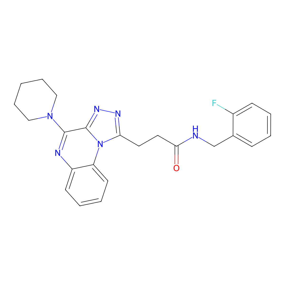 N-[(2-fluorophenyl)methyl]-3-[4-(piperidin-1-yl)-[1,2,4]triazolo[4,3-a]quinoxalin-1-yl]propanamide molecular structure, CAS 1189937-41-4