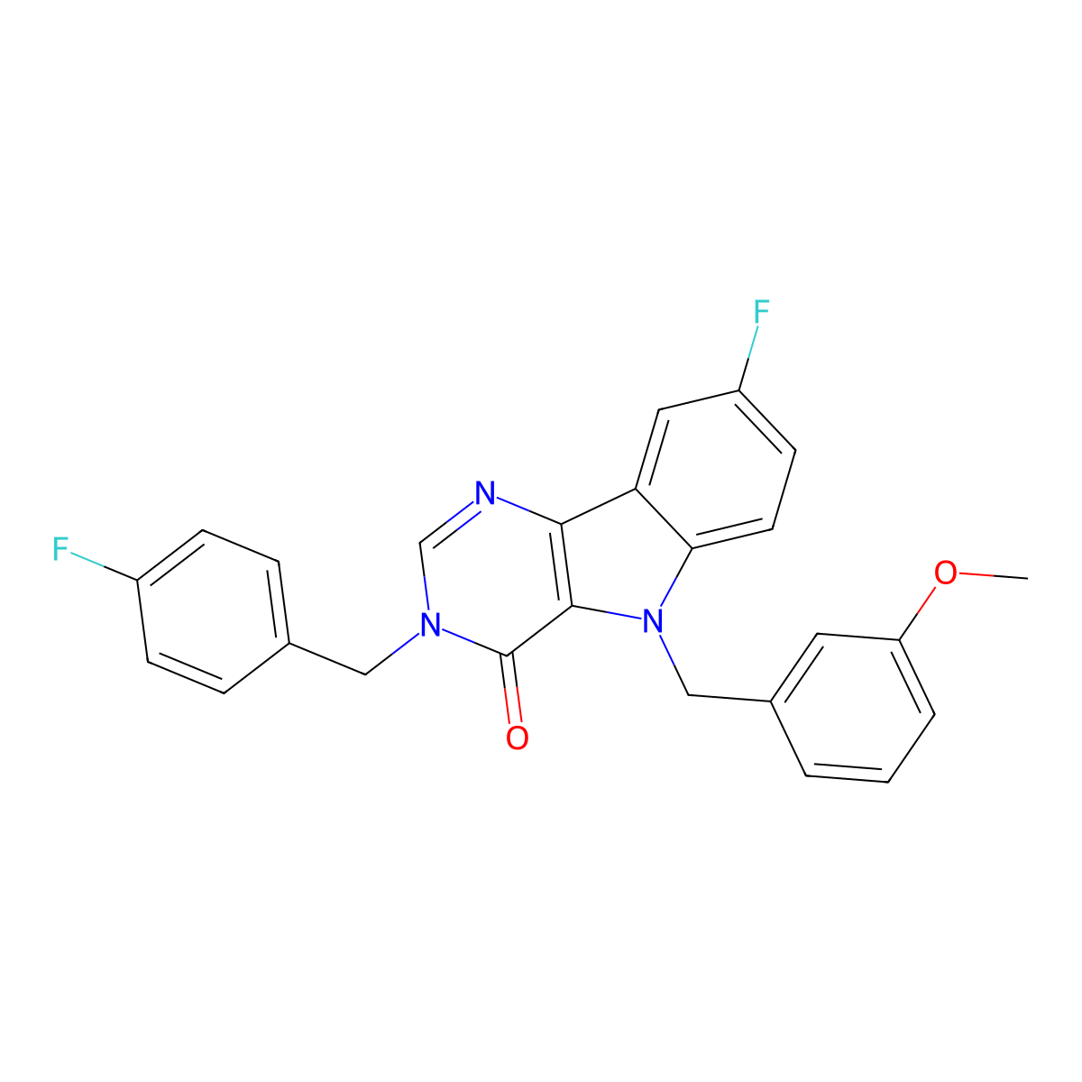 8-fluoro-3-(4-fluorobenzyl)-5-(3-methoxybenzyl)-3H-pyrimido[5,4-b]indol-4(5H)-one molecular structure, CAS 1189938-39-3