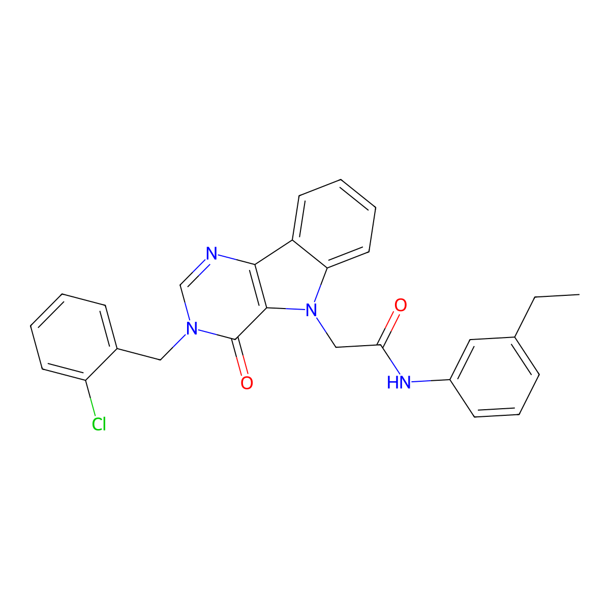 2-(3-(2-chlorobenzyl)-4-oxo-3H-pyrimido[5,4-b]indol-5(4H)-yl)-N-(3-ethylphenyl)acetamide molecular structure, CAS 1189938-45-1