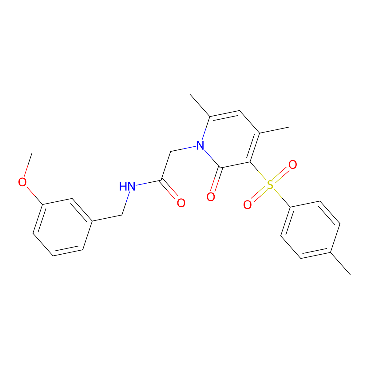 2-(4,6-dimethyl-2-oxo-3-tosylpyridin-1(2H)-yl)-N-(3-methoxybenzyl)acetamide molecular structure, CAS 1189938-60-0