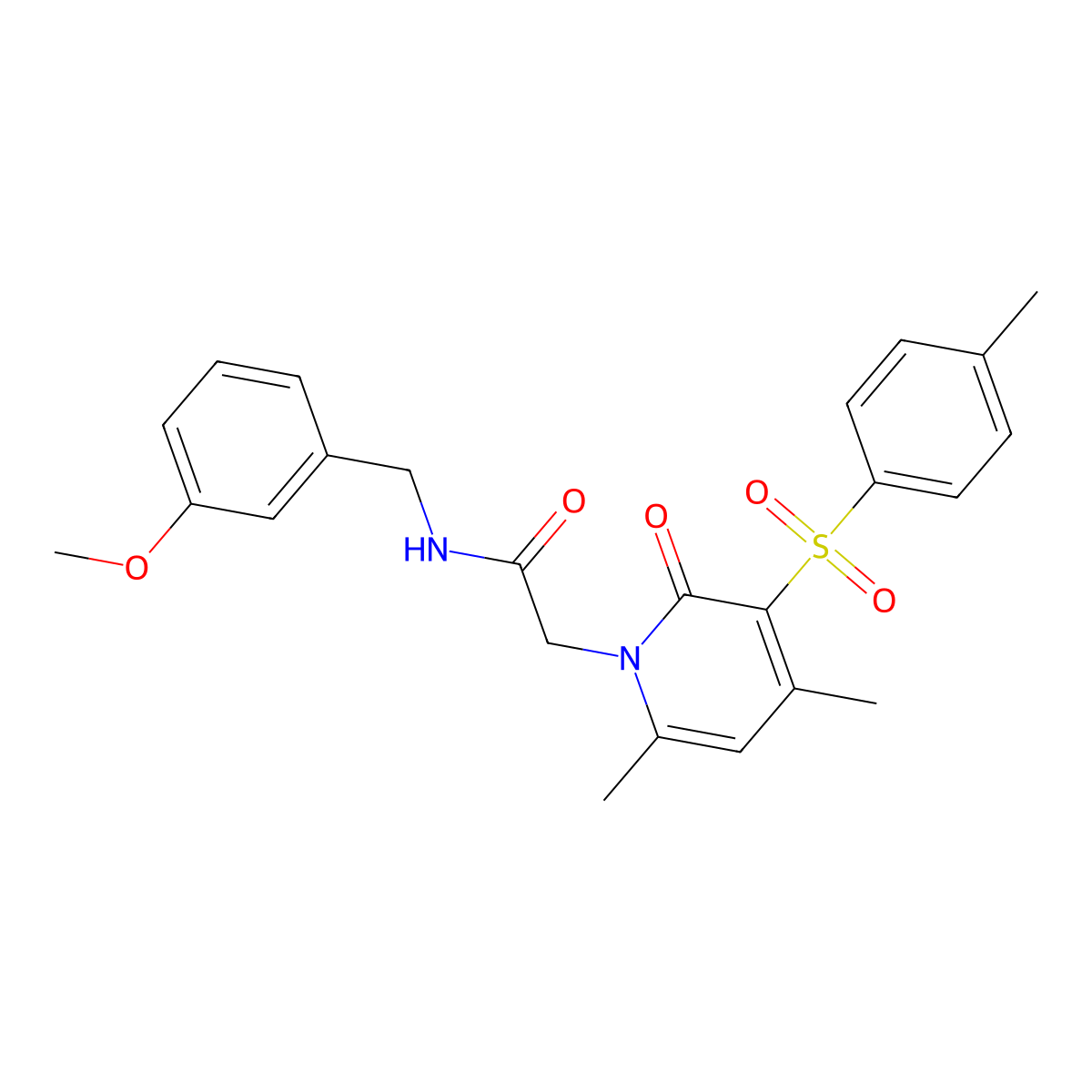 2-(4,6-dimethyl-2-oxo-3-tosylpyridin-1(2H)-yl)-N-(3-methoxybenzyl)acetamide molecular structure, CAS 1189938-60-0