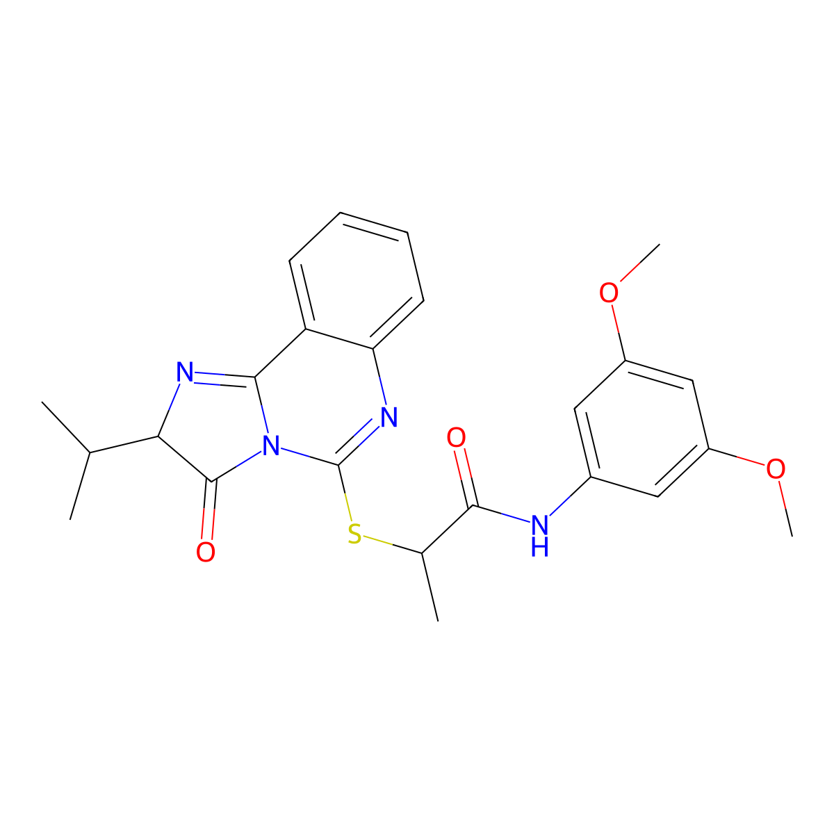 N-(3,5-dimethoxyphenyl)-2-((2-isopropyl-3-oxo-2,3-dihydroimidazo[1,2-c]quinazolin-5-yl)thio)propanamide molecular structure, CAS 1189939-11-4