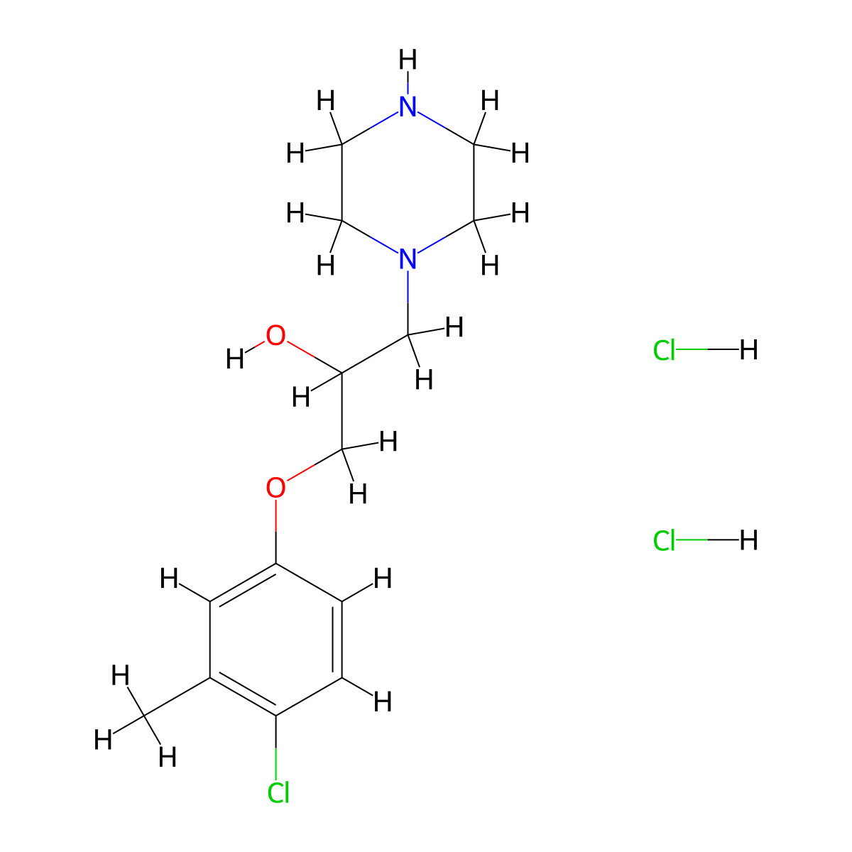 1-(4-Chloro-3-methylphenoxy)-3-(piperazin-1-yl)propan-2-ol dihydrochloride molecular structure, CAS 1189939-90-9
