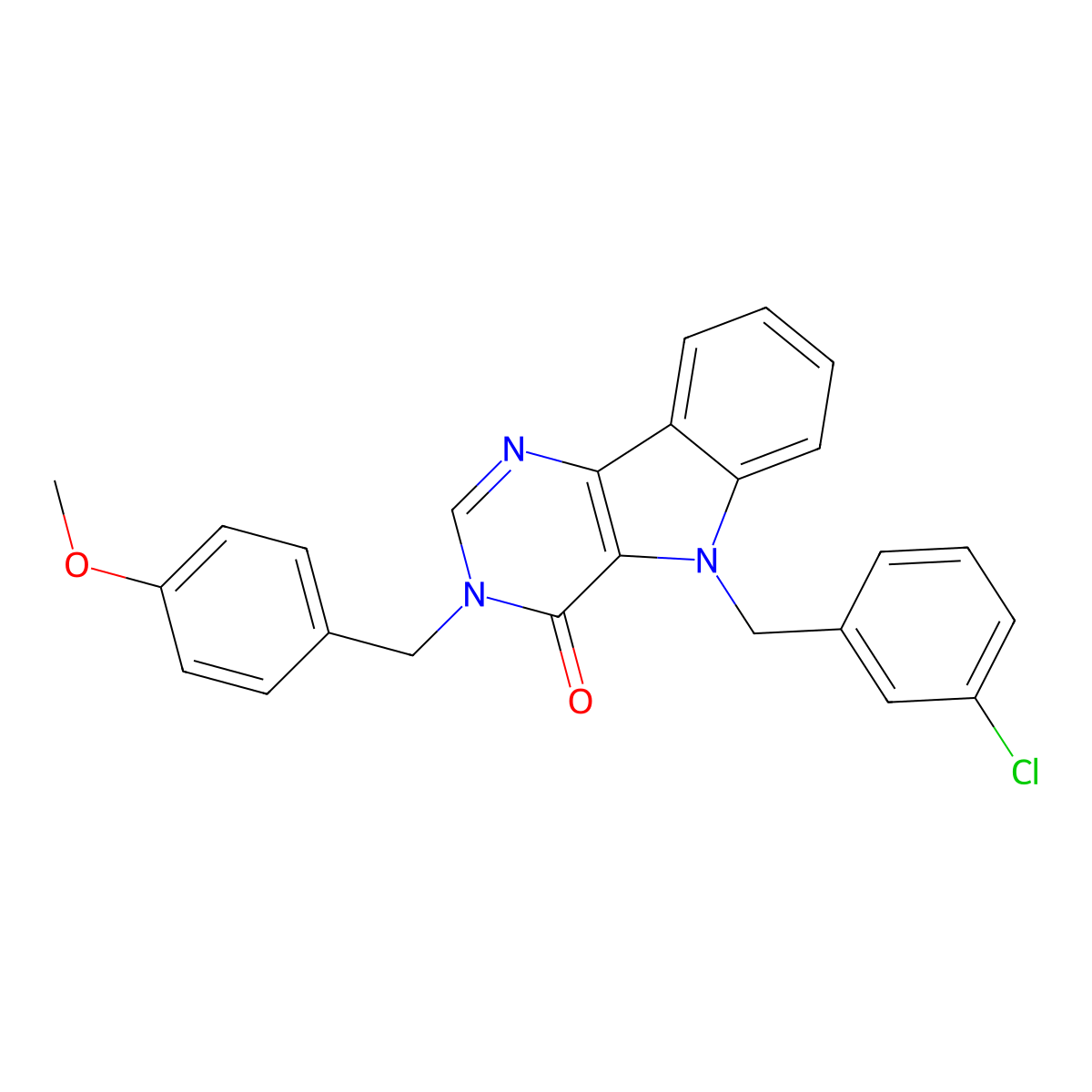 5-(3-chlorobenzyl)-3-(4-methoxybenzyl)-3H-pyrimido[5,4-b]indol-4(5H)-one molecular structure, CAS 1189940-29-1