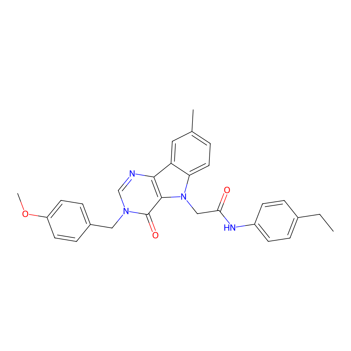 N-(4-ethylphenyl)-2-(3-(4-methoxybenzyl)-8-methyl-4-oxo-3H-pyrimido[5,4-b]indol-5(4H)-yl)acetamide molecular structure, CAS 1189941-29-4