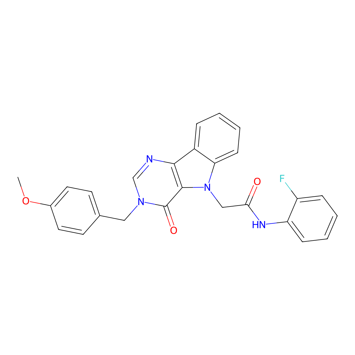N-(2-fluorophenyl)-2-[3-(4-methoxybenzyl)-4-oxo-3,4-dihydro-5H-pyrimido[5,4-b]indol-5-yl]acetamide molecular structure, CAS 1189942-08-2
