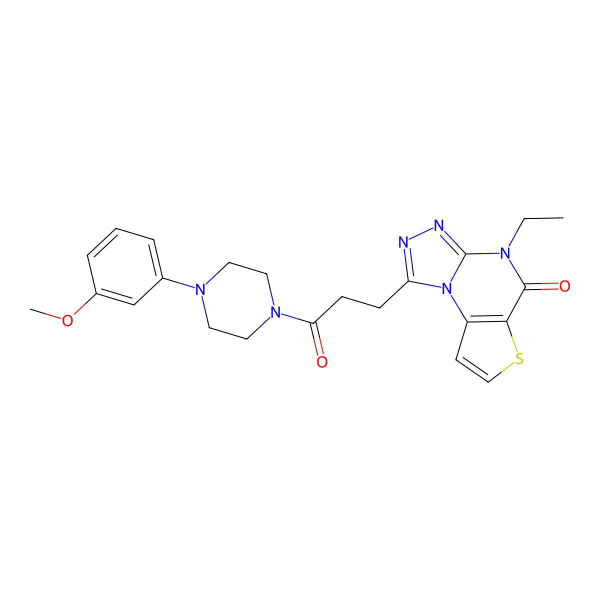 4-ethyl-1-(3-(4-(3-methoxyphenyl)piperazin-1-yl)-3-oxopropyl)thieno[2,3-e][1,2,4]triazolo[4,3-a]pyrimidin-5(4H)-one molecular structure, CAS 1189943-34-7