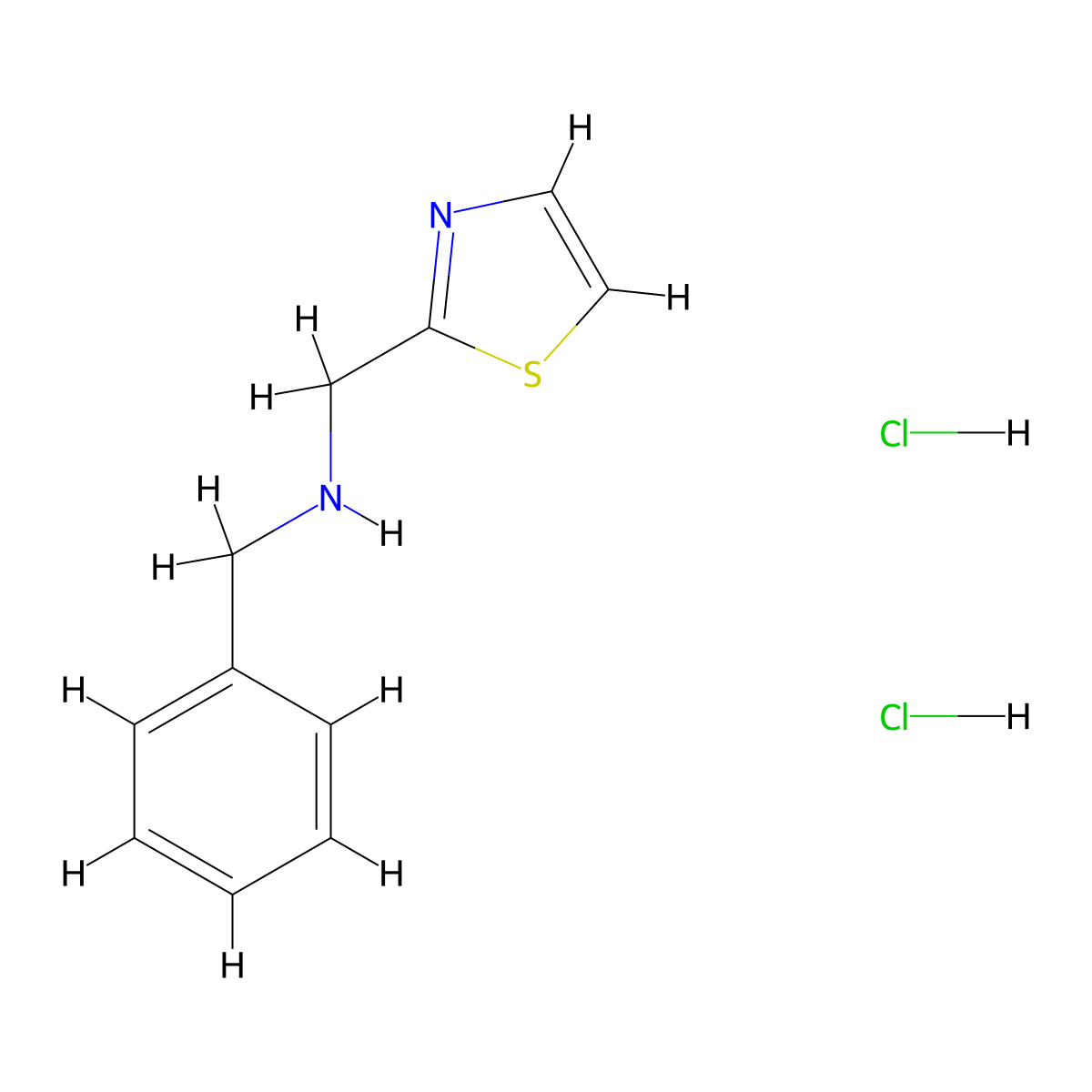 1-Phenyl-N-(1,3-thiazol-2-ylmethyl)methanamine dihydrochloride molecular structure, CAS 1189943-64-3