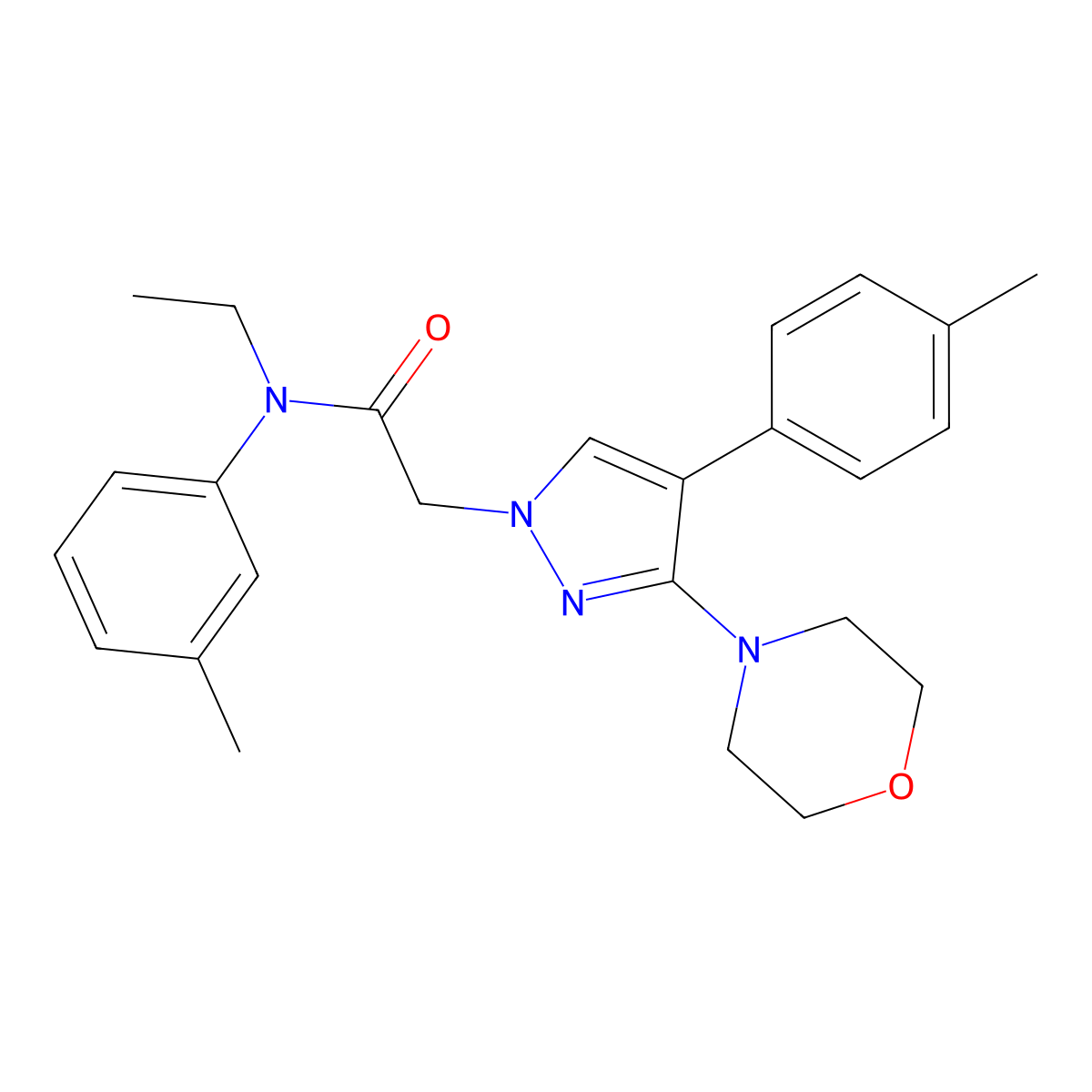 N-ethyl-N-(3-methylphenyl)-2-[4-(4-methylphenyl)-3-(morpholin-4-yl)-1H-pyrazol-1-yl]acetamide molecular structure, CAS 1189943-69-8