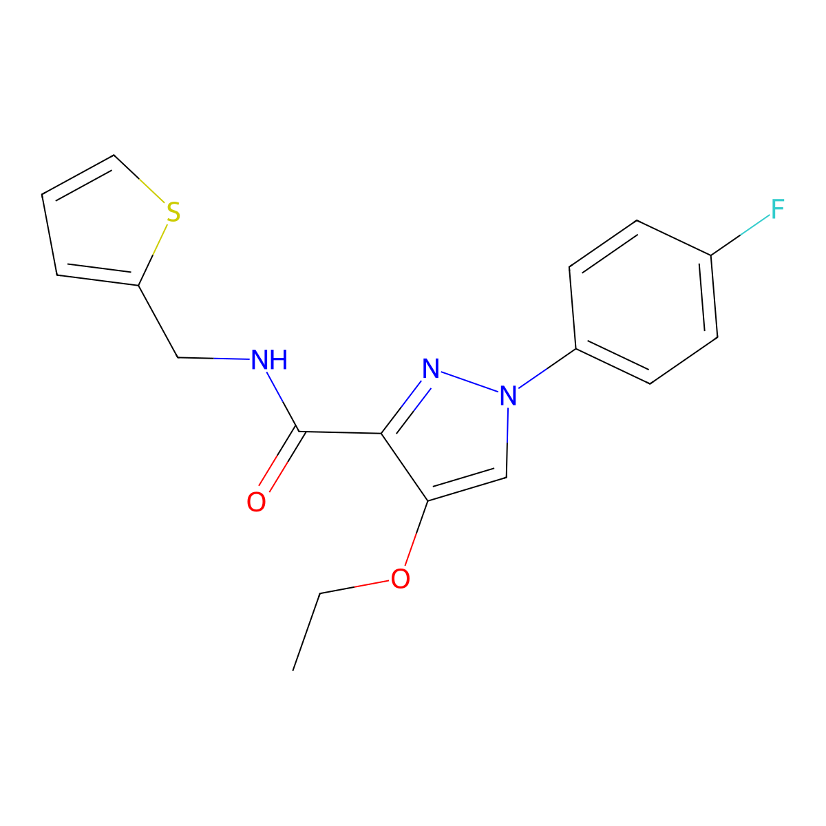 4-ethoxy-1-(4-fluorophenyl)-N-(thiophen-2-ylmethyl)-1H-pyrazole-3-carboxamide molecular structure, CAS 1189944-15-7