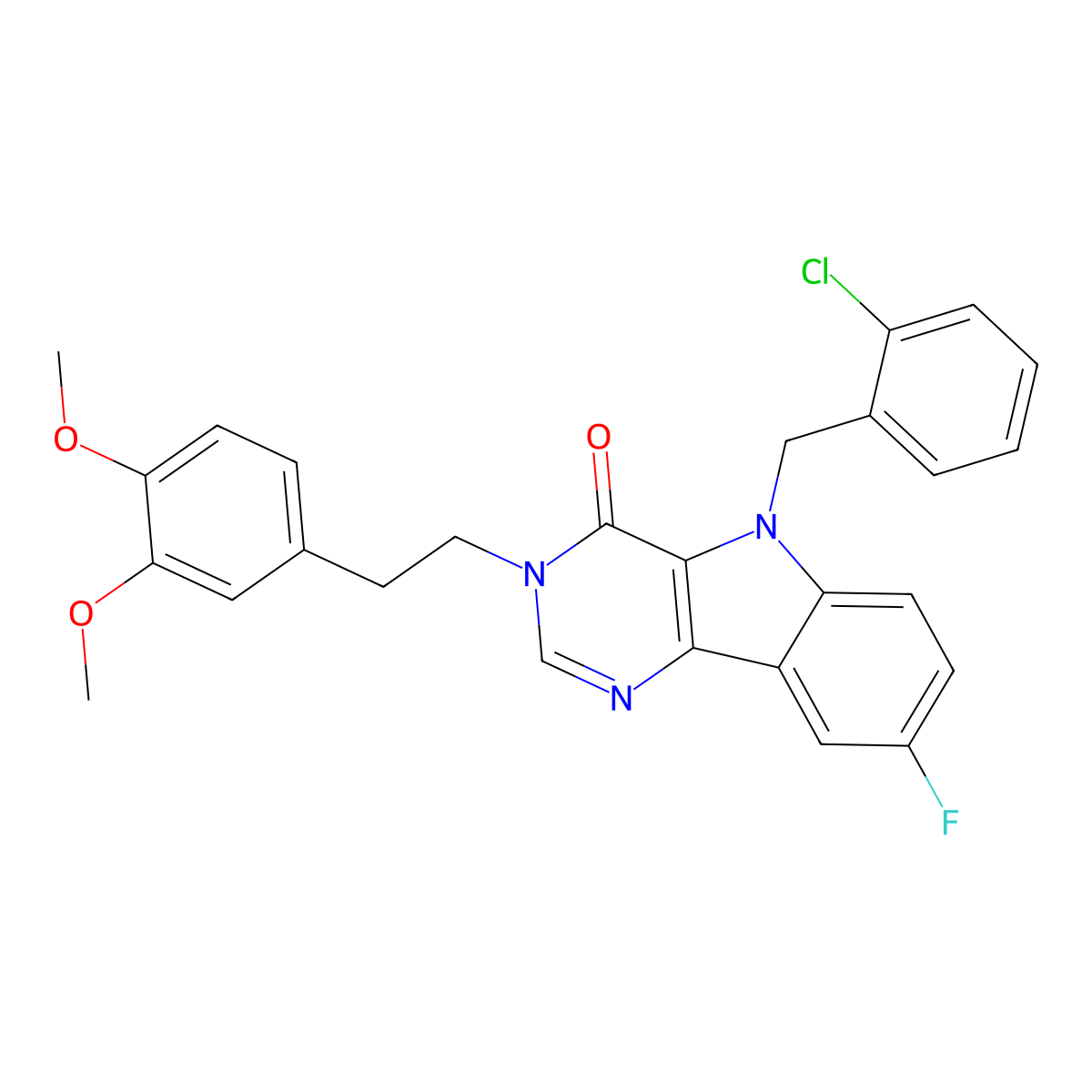 5-(2-chlorobenzyl)-3-(3,4-dimethoxyphenethyl)-8-fluoro-3H-pyrimido[5,4-b]indol-4(5H)-one molecular structure, CAS 1189944-19-1