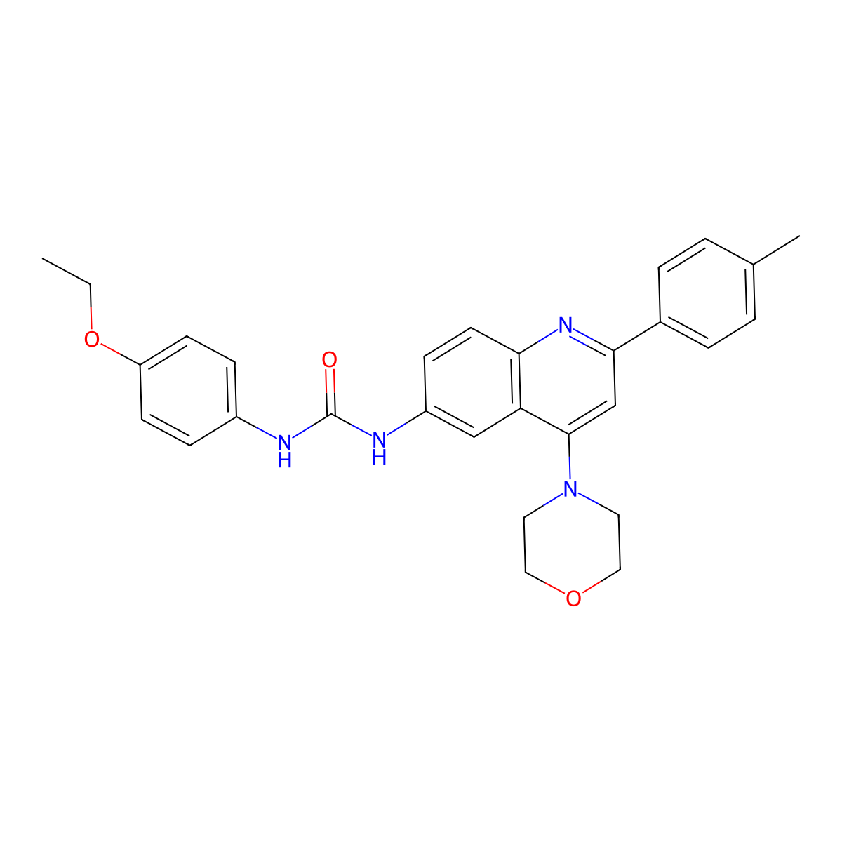 1-(4-Ethoxyphenyl)-3-(4-morpholino-2-(p-tolyl)quinolin-6-yl)urea molecular structure, CAS 1189944-28-2