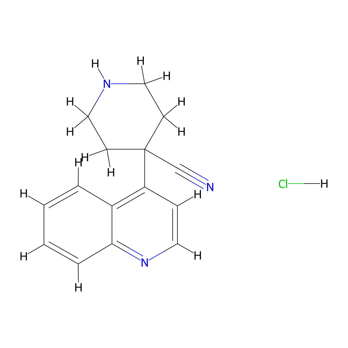 4-(Quinolin-4-YL)piperidine-4-carbonitrile hydrochloride molecular structure, CAS 1189945-35-4