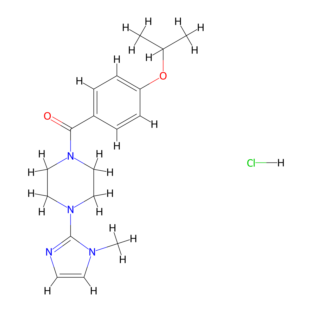 (4-isopropoxyphenyl)(4-(1-methyl-1H-imidazol-2-yl)piperazin-1-yl)methanone hydrochloride molecular structure, CAS 1189945-68-3
