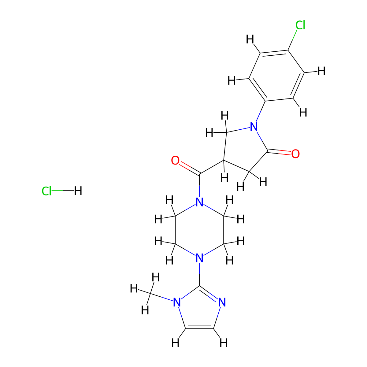 1-(4-chlorophenyl)-4-(4-(1-methyl-1H-imidazol-2-yl)piperazine-1-carbonyl)pyrrolidin-2-one hydrochloride molecular structure, CAS 1189946-31-3