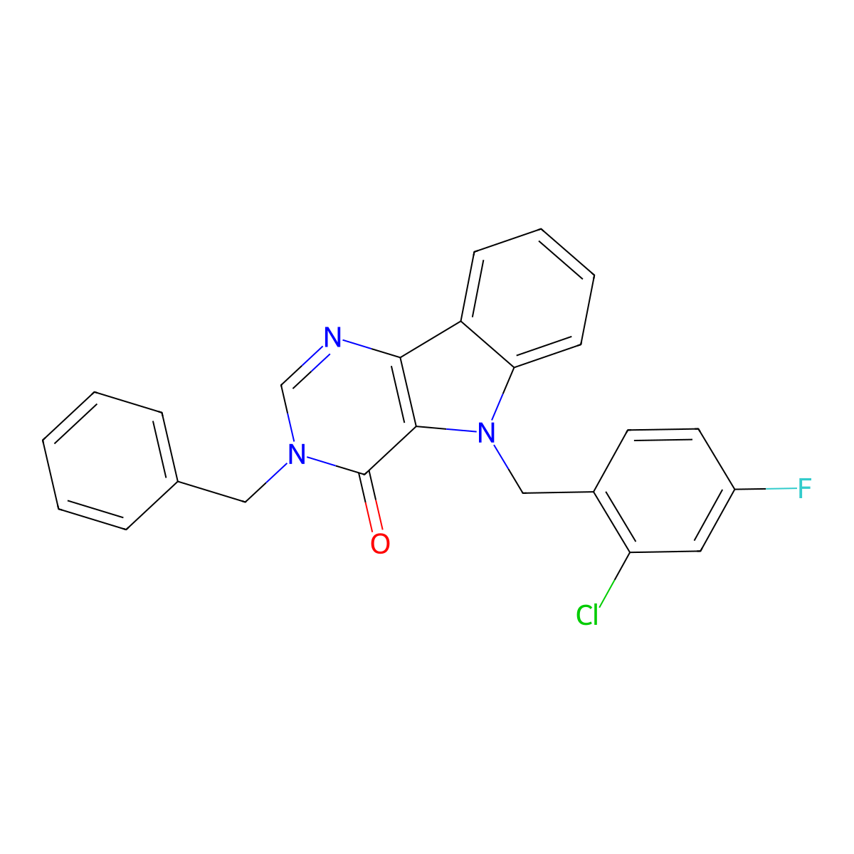 3-benzyl-5-(2-chloro-4-fluorobenzyl)-3H-pyrimido[5,4-b]indol-4(5H)-one molecular structure, CAS 1189946-45-9