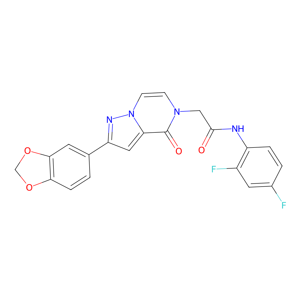 2-[2-(1,3-benzodioxol-5-yl)-4-oxopyrazolo[1,5-a]pyrazin-5(4H)-yl]-N-(2,4-difluorophenyl)acetamide molecular structure, CAS 1189947-36-1