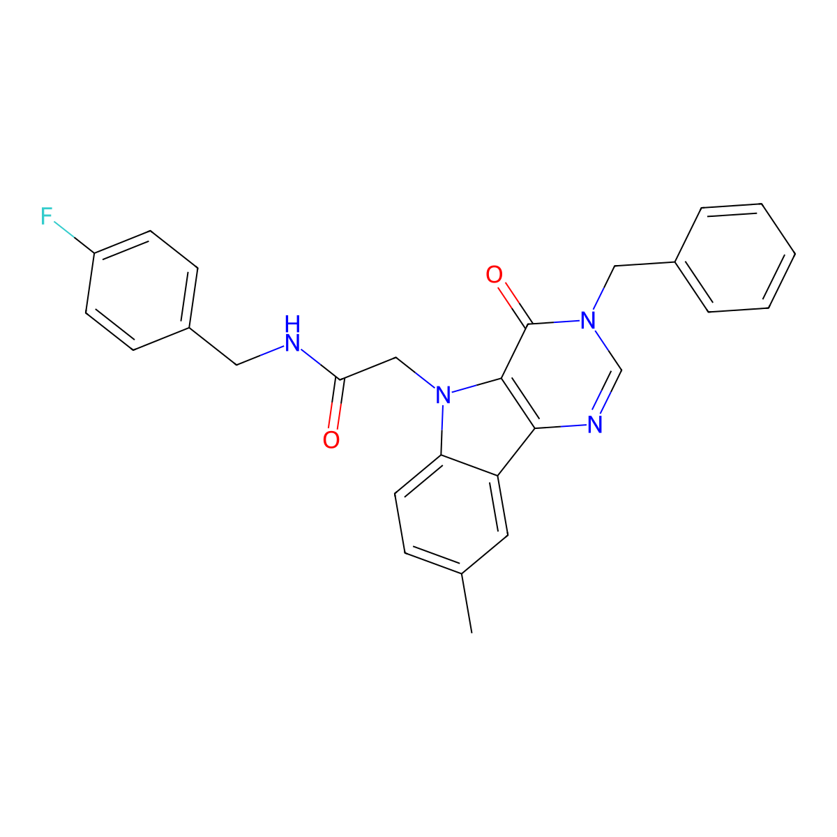 2-(3-benzyl-8-methyl-4-oxo-3H-pyrimido[5,4-b]indol-5(4H)-yl)-N-(4-fluorobenzyl)acetamide molecular structure, CAS 1189947-52-1