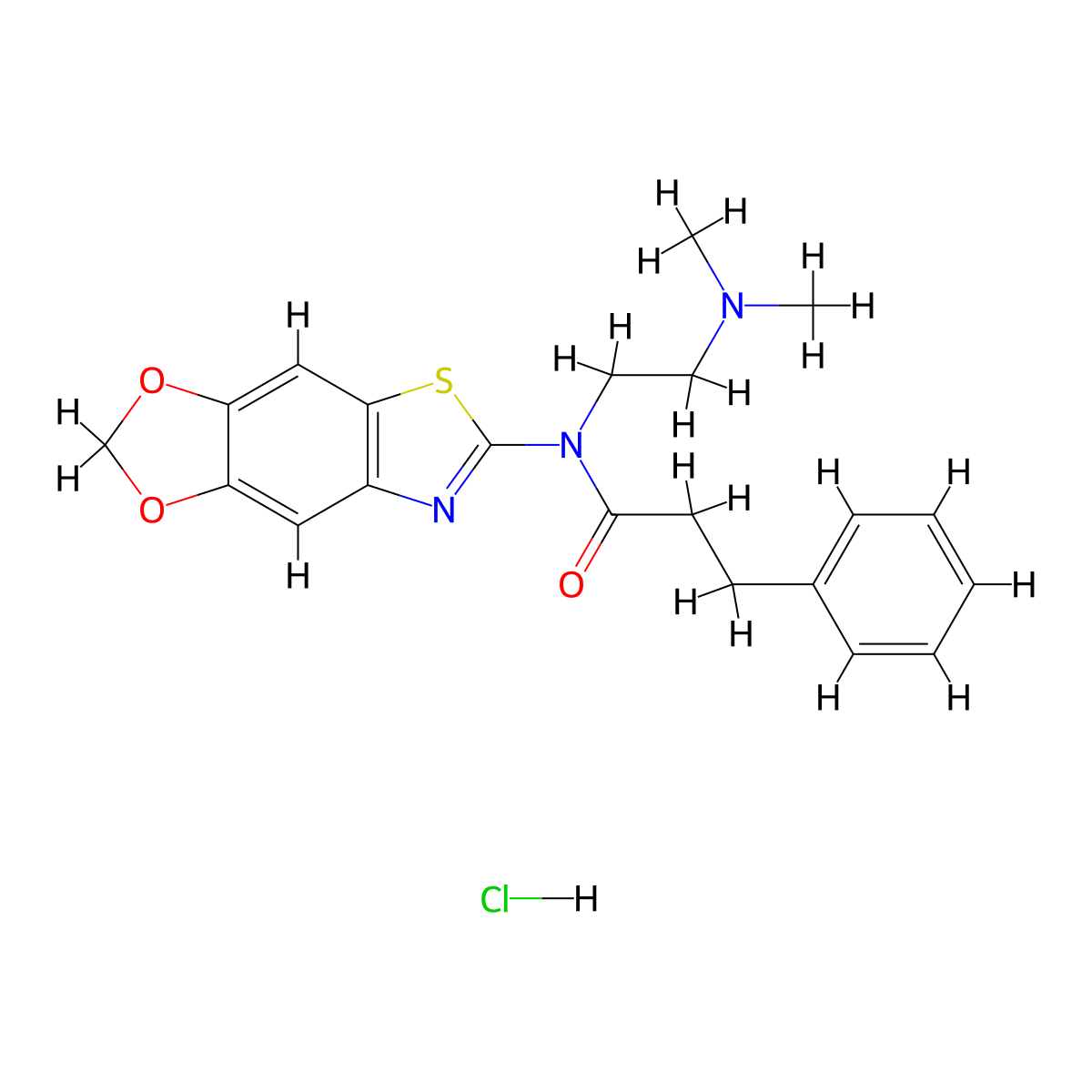 N-[2-(dimethylamino)ethyl]-N-{4,6-dioxa-10-thia-12-azatricyclo[7.3.0.0^{3,7}]dodeca-1(9),2,7,11-tetraen-11-yl}-3-phenylpropanamide hydrochloride molecular structure, CAS 1189949-99-2
