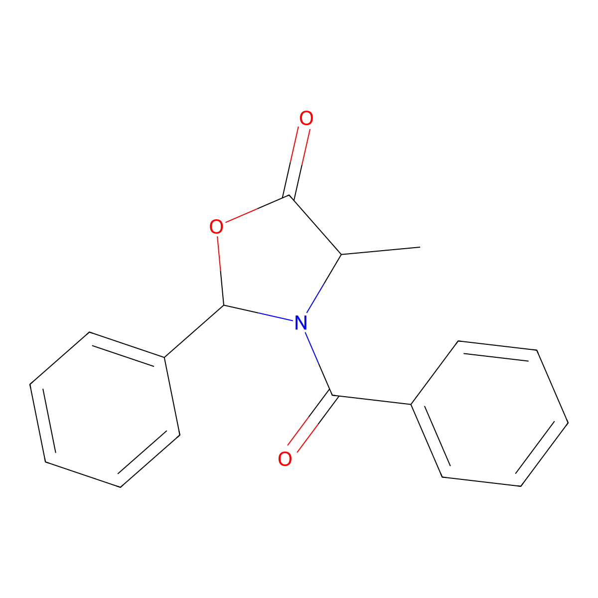 (2S,4R)-3-Benzoyl-4-methyl-2-phenyl-1,3-oxazolidin-5-one molecular structure, CAS 118995-17-8