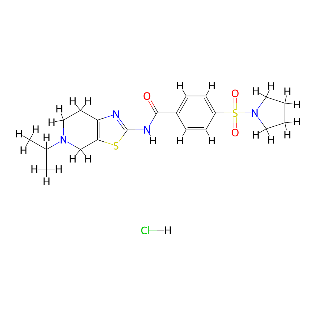 N-(5-isopropyl-4,5,6,7-tetrahydrothiazolo[5,4-c]pyridin-2-yl)-4-(pyrrolidin-1-ylsulfonyl)benzamide hydrochloride molecular structure, CAS 1189950-92-2