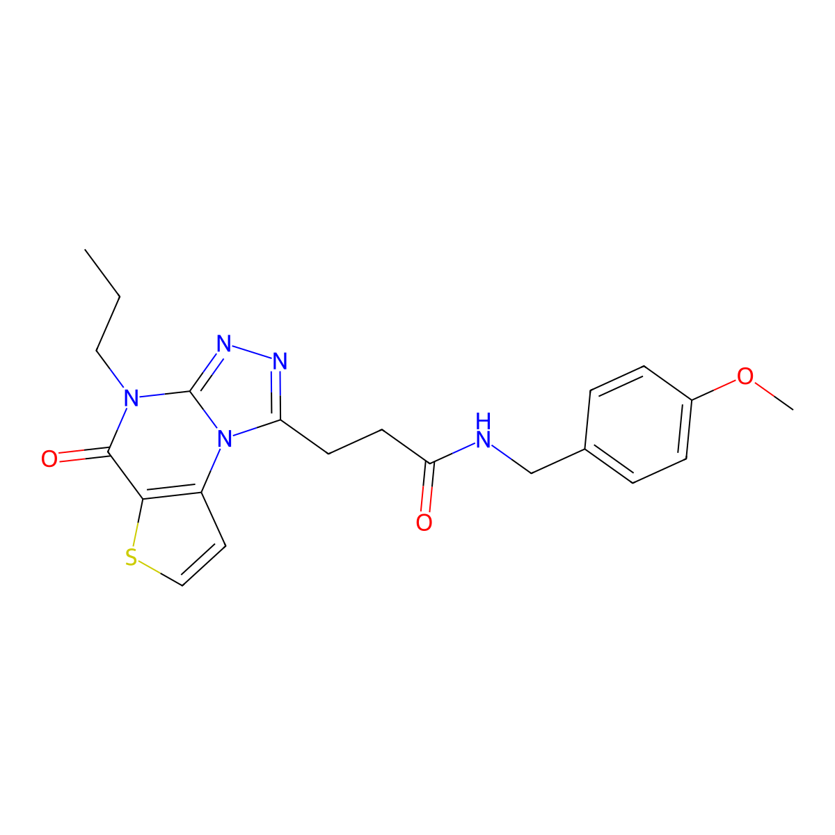 N-(4-methoxybenzyl)-3-(5-oxo-4-propyl-4,5-dihydrothieno[2,3-e][1,2,4]triazolo[4,3-a]pyrimidin-1-yl)propanamide molecular structure, CAS 1189951-16-3