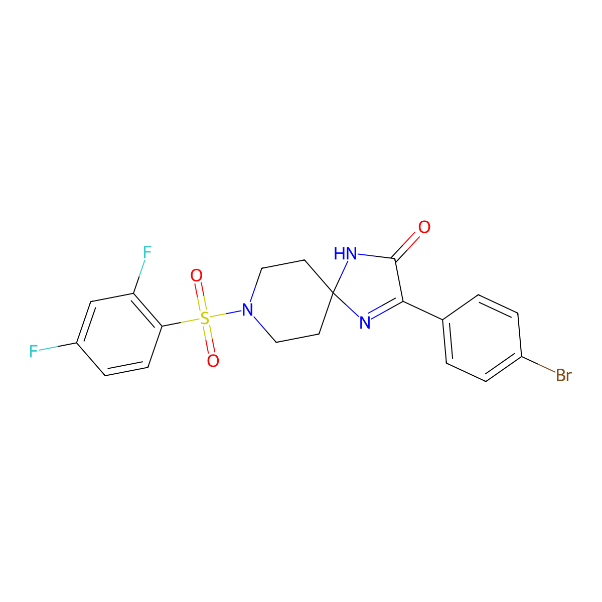 3-(4-Bromophenyl)-8-(2,4-difluorobenzenesulfonyl)-1,4,8-triazaspiro[4.5]dec-3-en-2-one molecular structure, CAS 1189951-53-8