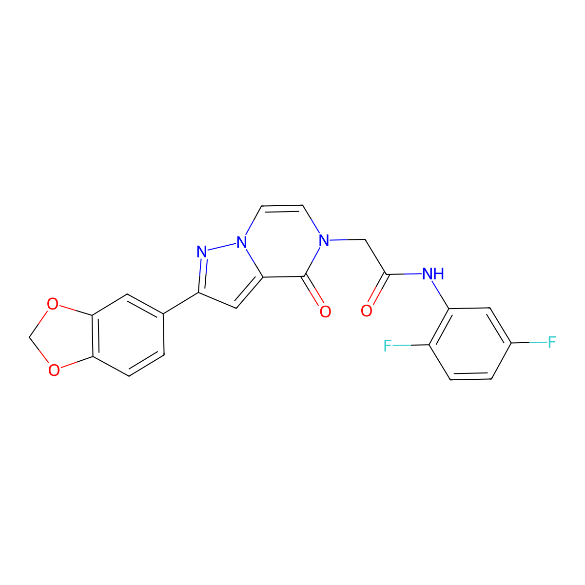 2-(2-(benzo[d][1,3]dioxol-5-yl)-4-oxopyrazolo[1,5-a]pyrazin-5(4H)-yl)-N-(2,5-difluorophenyl)acetamide molecular structure, CAS 1189951-59-4