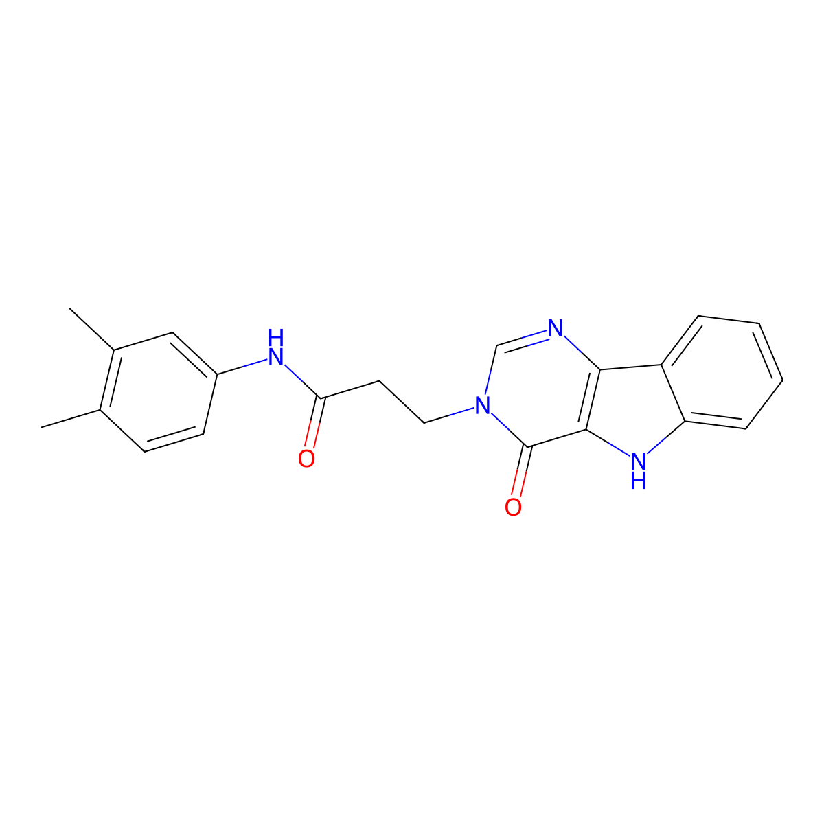 N-(3,4-dimethylphenyl)-3-(4-oxo-4,5-dihydro-3H-pyrimido[5,4-b]indol-3-yl)propanamide molecular structure, CAS 1189952-03-1