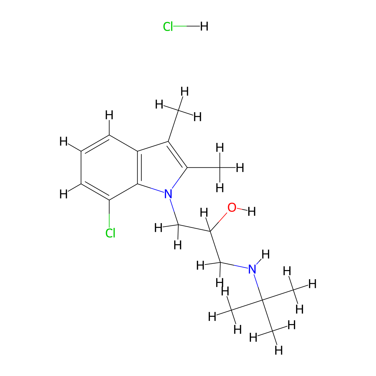 1-(tert-butylamino)-3-(7-chloro-2,3-dimethyl-1H-indol-1-yl)propan-2-ol hydrochloride molecular structure, CAS 1189952-11-1