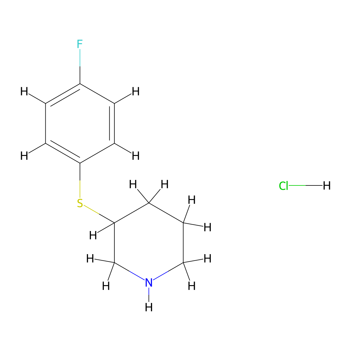 3-((4-Fluorophenyl)thio)piperidine hydrochloride molecular structure, CAS 1189952-56-4