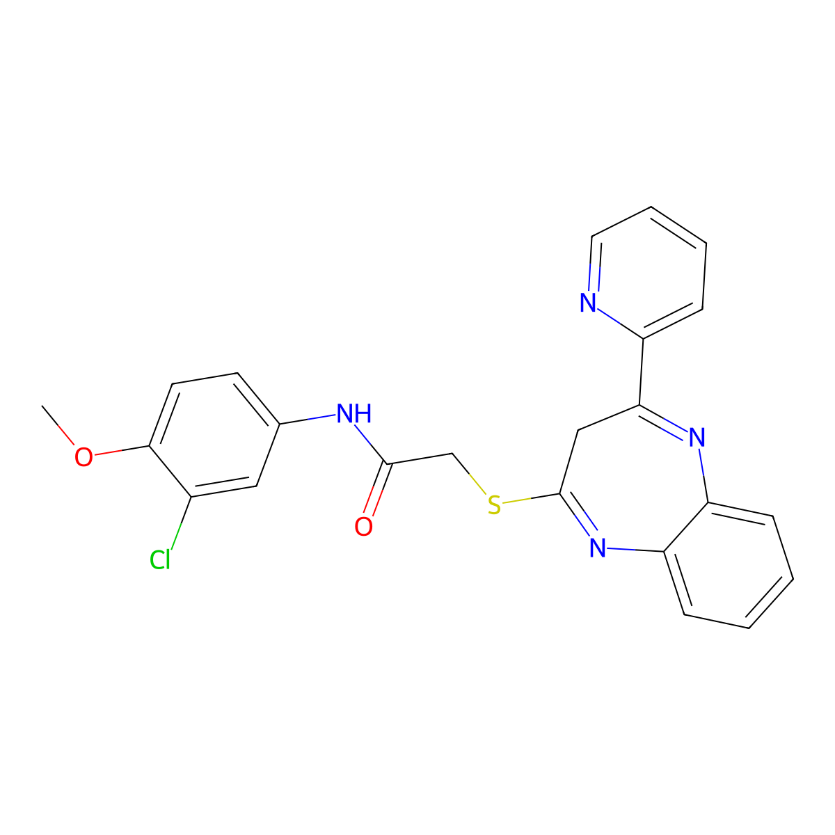 N-(3-Chloro-4-methoxyphenyl)-2-{[4-(pyridin-2-YL)-3H-1,5-benzodiazepin-2-YL]sulfanyl}acetamide molecular structure, CAS 1189952-57-5