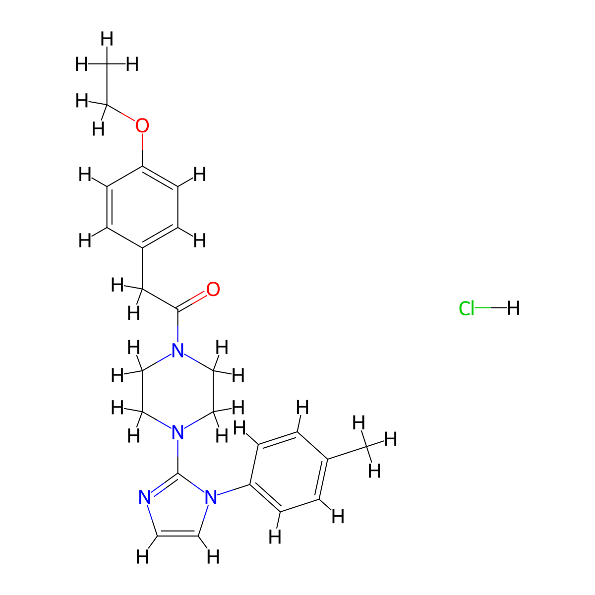 2-(4-ethoxyphenyl)-1-(4-(1-(p-tolyl)-1H-imidazol-2-yl)piperazin-1-yl)ethanone hydrochloride molecular structure, CAS 1189952-96-2