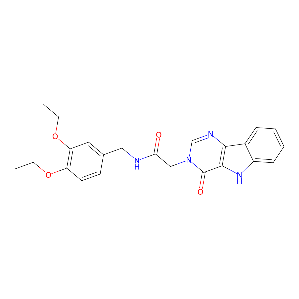 N-(3,4-diethoxybenzyl)-2-(4-oxo-4,5-dihydro-3H-pyrimido[5,4-b]indol-3-yl)acetamide molecular structure, CAS 1189953-29-4