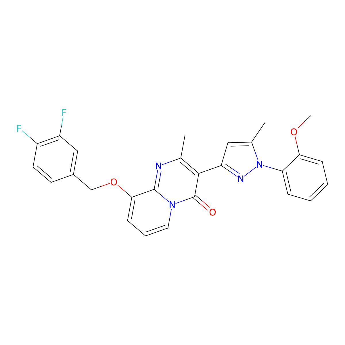 9-[(3,4-Difluorophenyl)methoxy]-3-[1-(2-methoxyphenyl)-5-methyl-1H-pyrazol-3-yl]-2-methyl-4H-pyrido[1,2-a]pyrimidin-4-one molecular structure, CAS 1189953-79-4