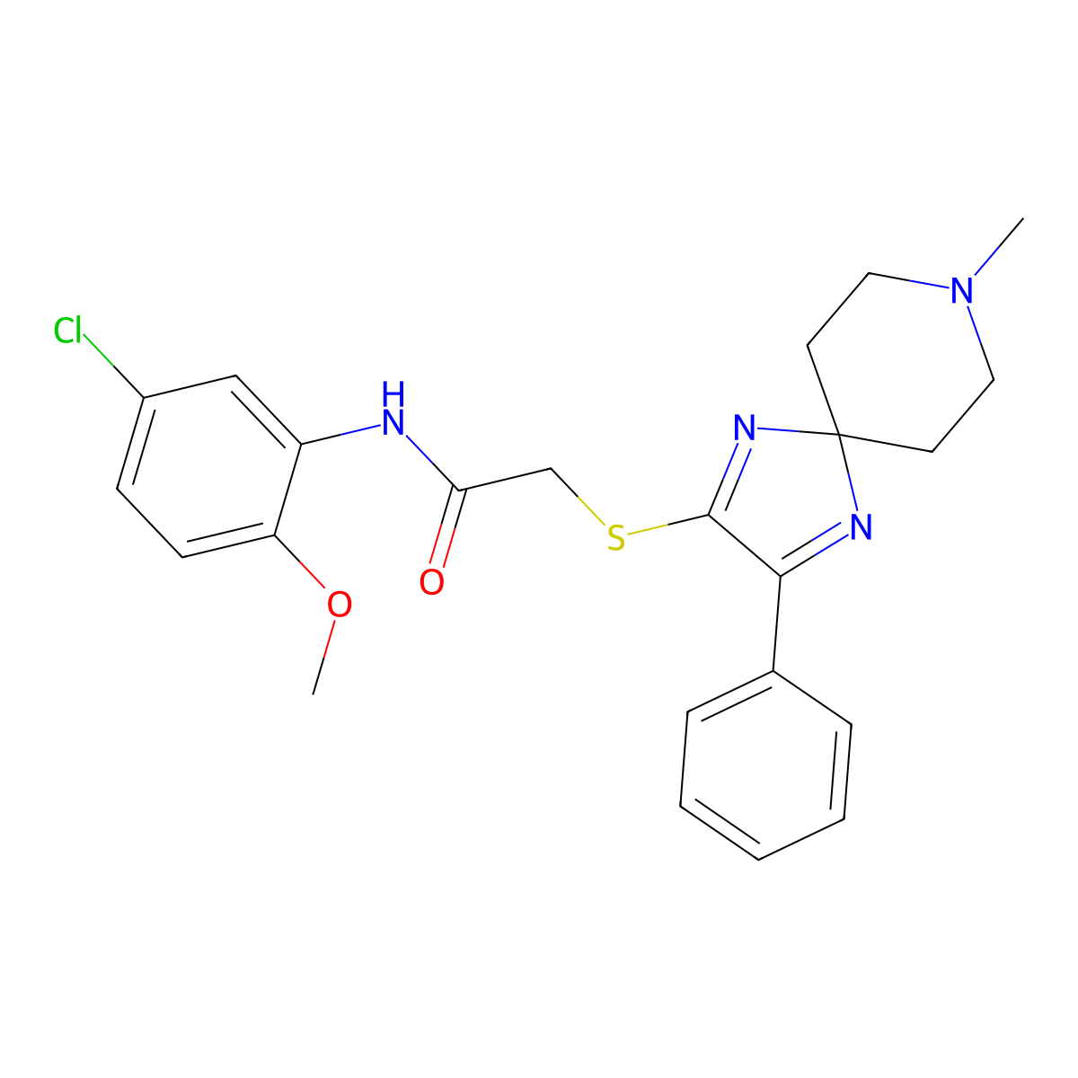 N-(5-chloro-2-methoxyphenyl)-2-((8-methyl-3-phenyl-1,4,8-triazaspiro[4.5]deca-1,3-dien-2-yl)thio)acetamide molecular structure, CAS 1189956-19-1