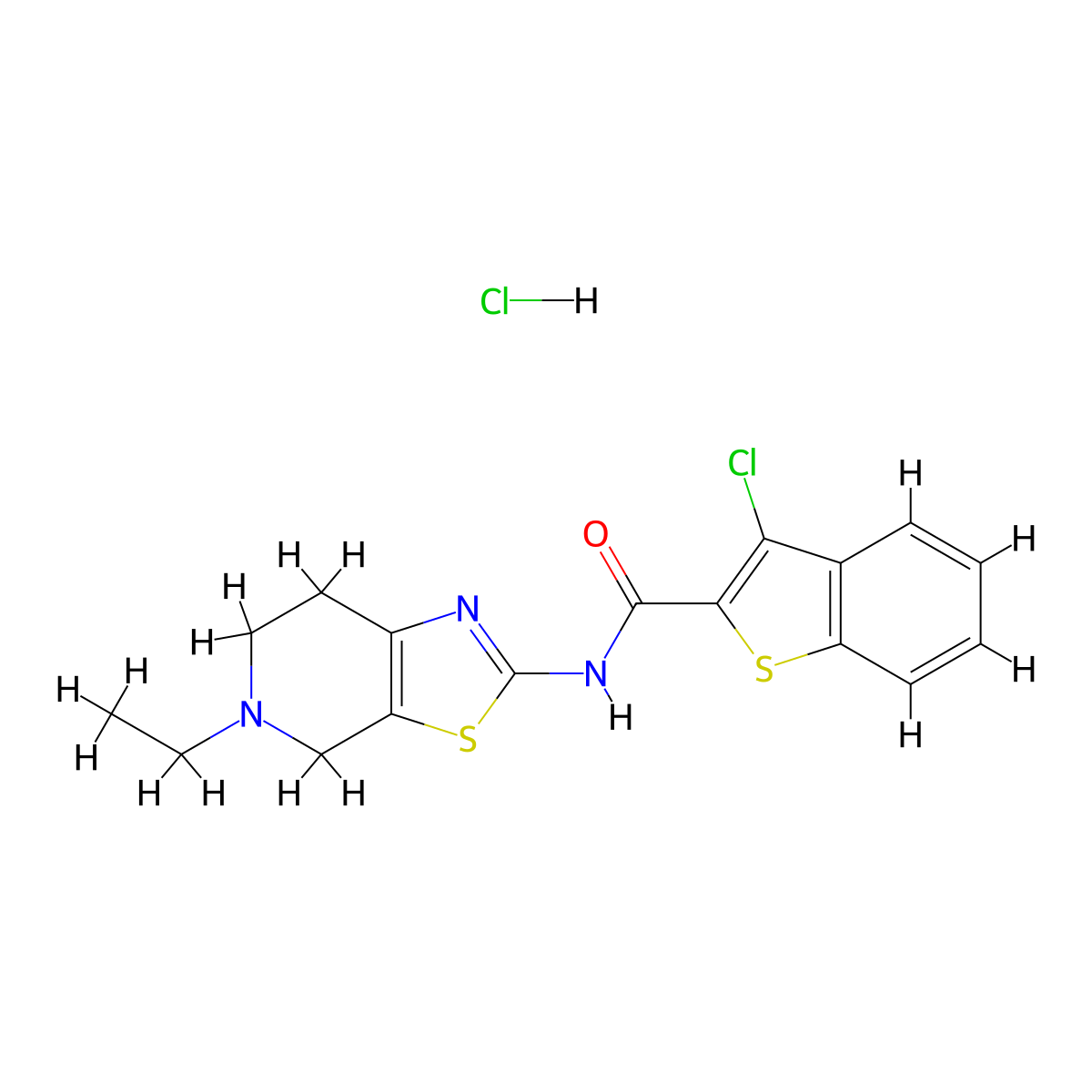 3-chloro-N-(5-ethyl-4,5,6,7-tetrahydrothiazolo[5,4-c]pyridin-2-yl)benzo[b]thiophene-2-carboxamide hydrochloride molecular structure, CAS 1189956-65-7
