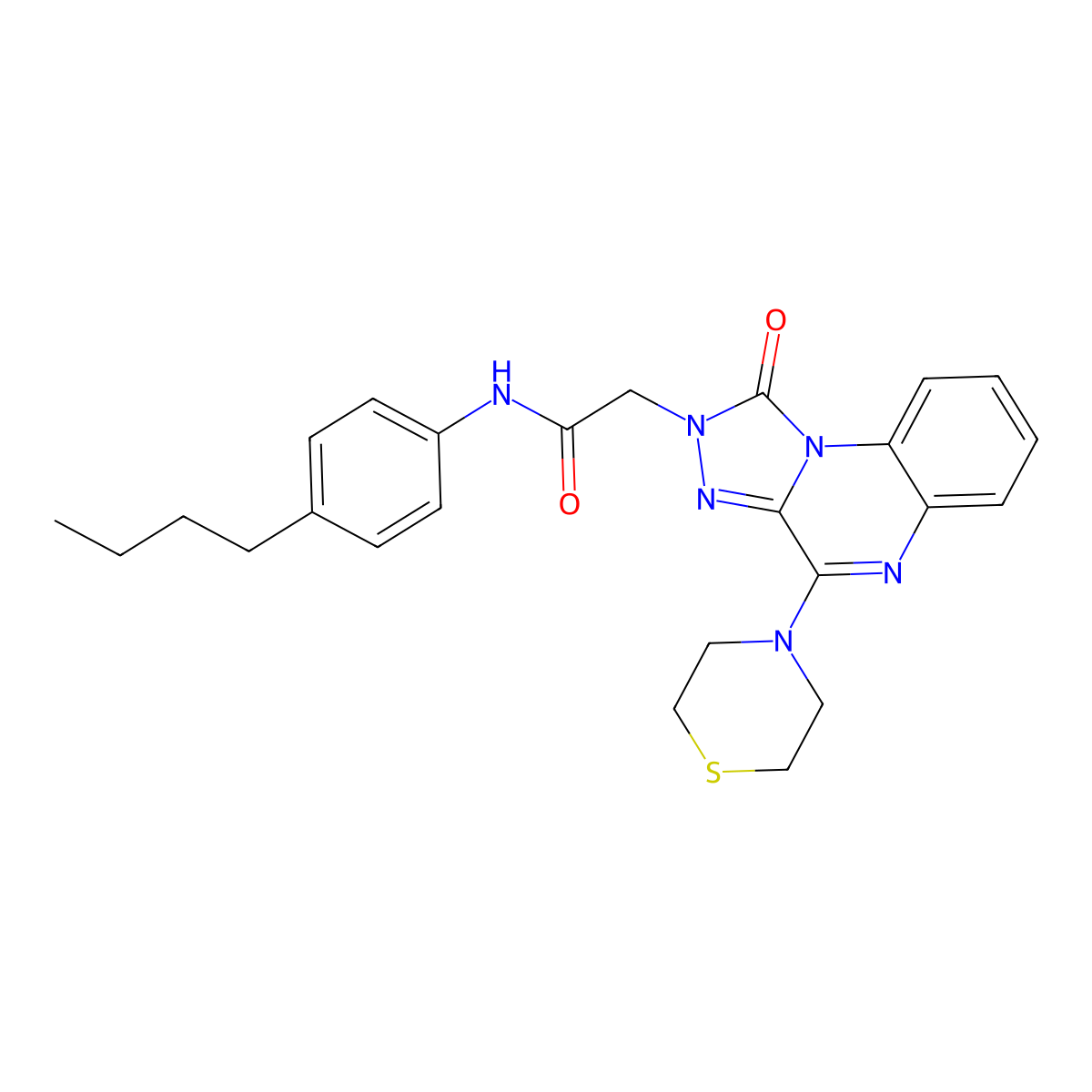 N-(4-butylphenyl)-2-[1-oxo-4-(thiomorpholin-4-yl)-1H,2H-[1,2,4]triazolo[4,3-a]quinoxalin-2-yl]acetamide molecular structure, CAS 1189957-17-2