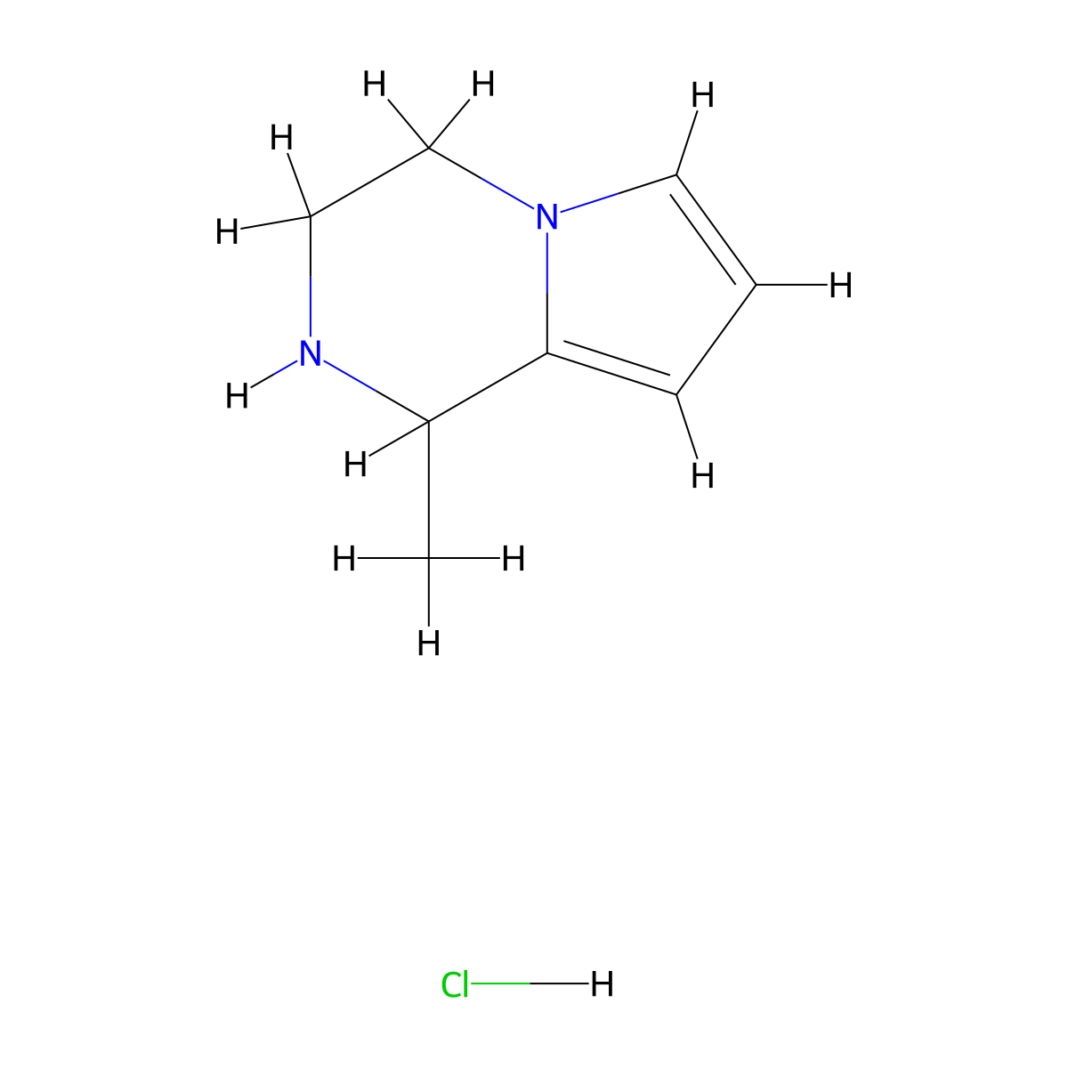 1-Methyl-1,2,3,4-tetrahydropyrrolo[1,2-a]pyrazine hydrochloride molecular structure, CAS 1189957-62-7