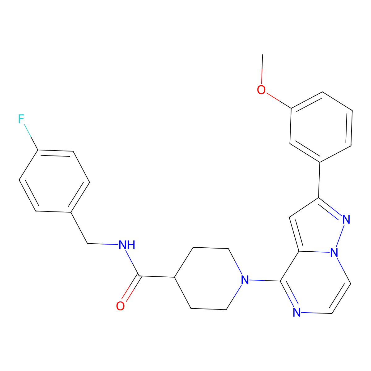 N-(4-fluorobenzyl)-1-[2-(3-methoxyphenyl)pyrazolo[1,5-a]pyrazin-4-yl]piperidine-4-carboxamide molecular structure, CAS 1189957-79-6