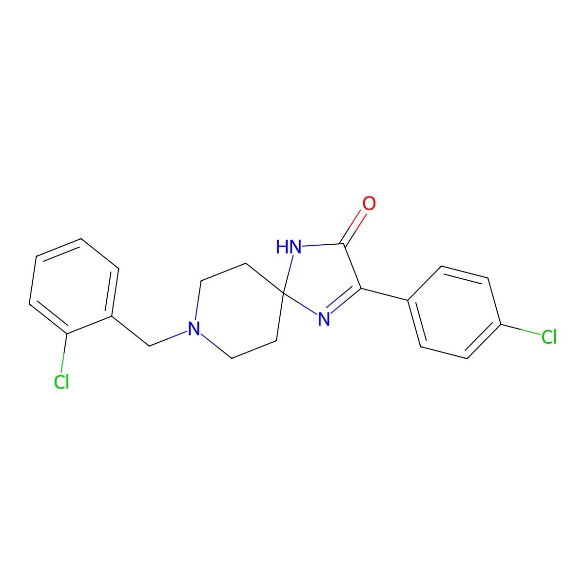 8-(2-Chlorobenzyl)-3-(4-chlorophenyl)-1,4,8-triazaspiro[4.5]dec-3-en-2-one molecular structure, CAS 1189957-82-1
