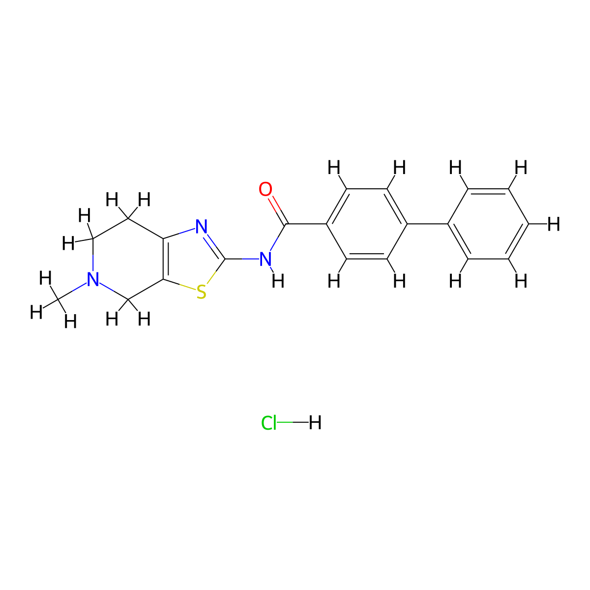 N-(5-methyl-4,5,6,7-tetrahydrothiazolo[5,4-c]pyridin-2-yl)-[1,1'-biphenyl]-4-carboxamide hydrochloride molecular structure, CAS 1189958-00-6