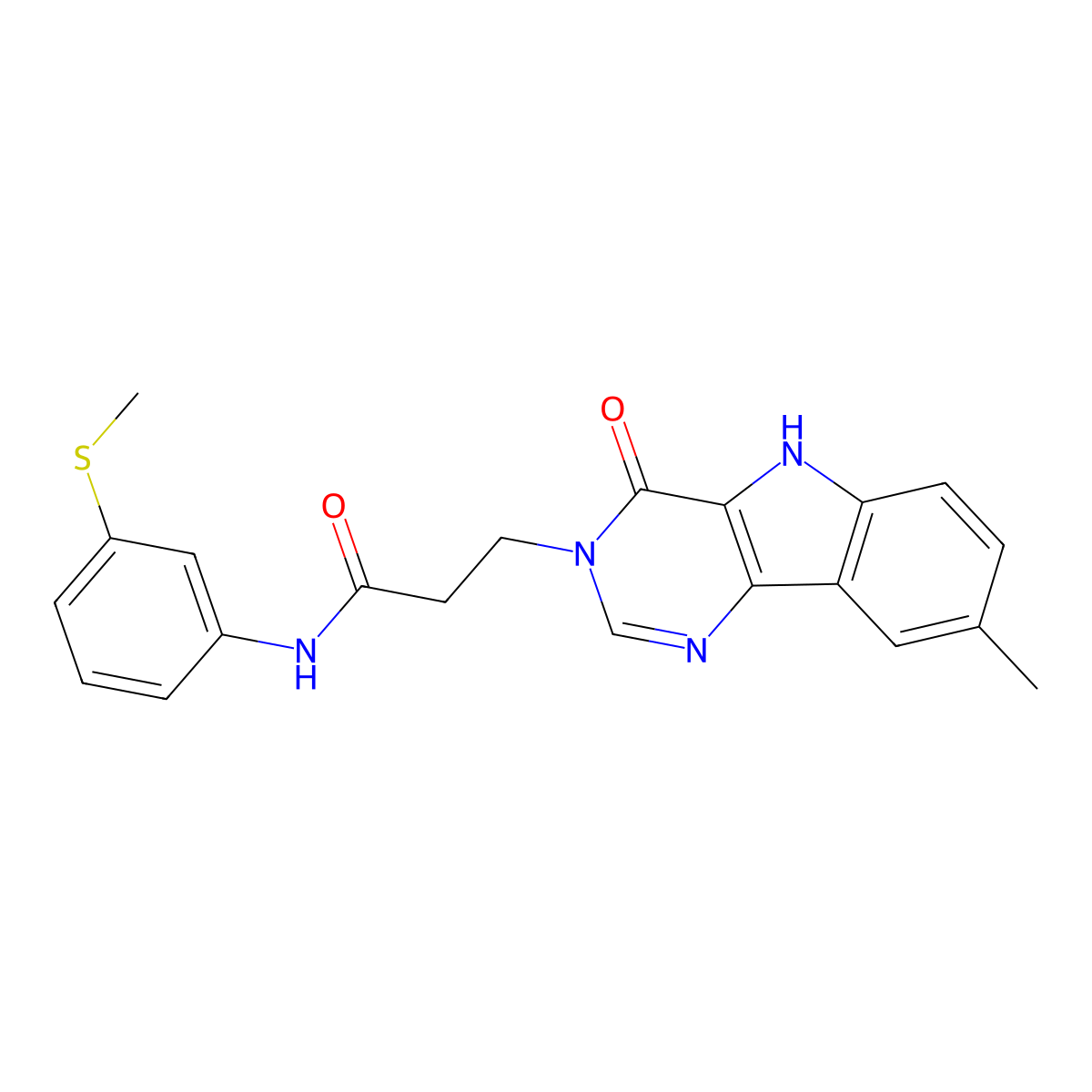 3-{8-methyl-4-oxo-3H,4H,5H-pyrimido[5,4-b]indol-3-yl}-N-[3-(methylsulfanyl)phenyl]propanamide molecular structure, CAS 1189958-30-2